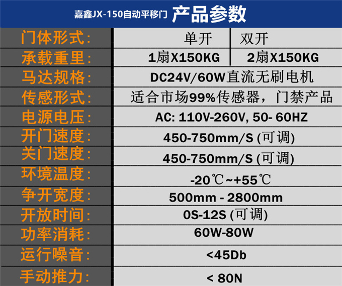 嘉鑫JX-150自动感应门平移电动玻璃门JIAXIN